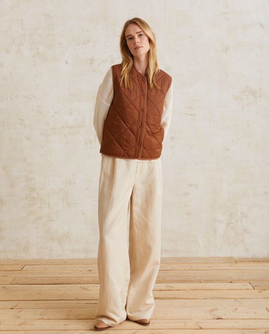 YERSE Quilted Water-Repellent Vest Chocolate Online