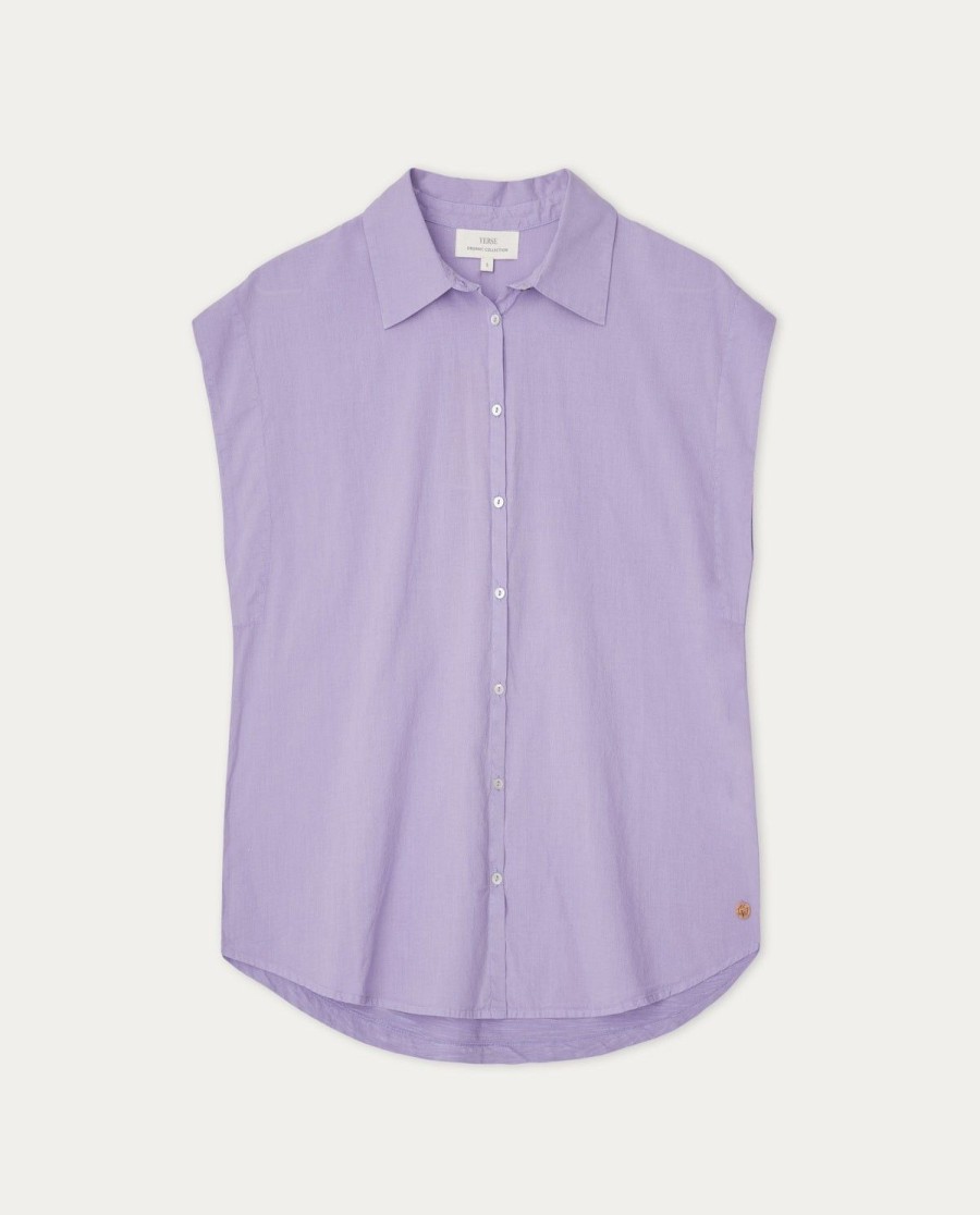 YERSE Sleeveless Cotton Shirt Purple Online