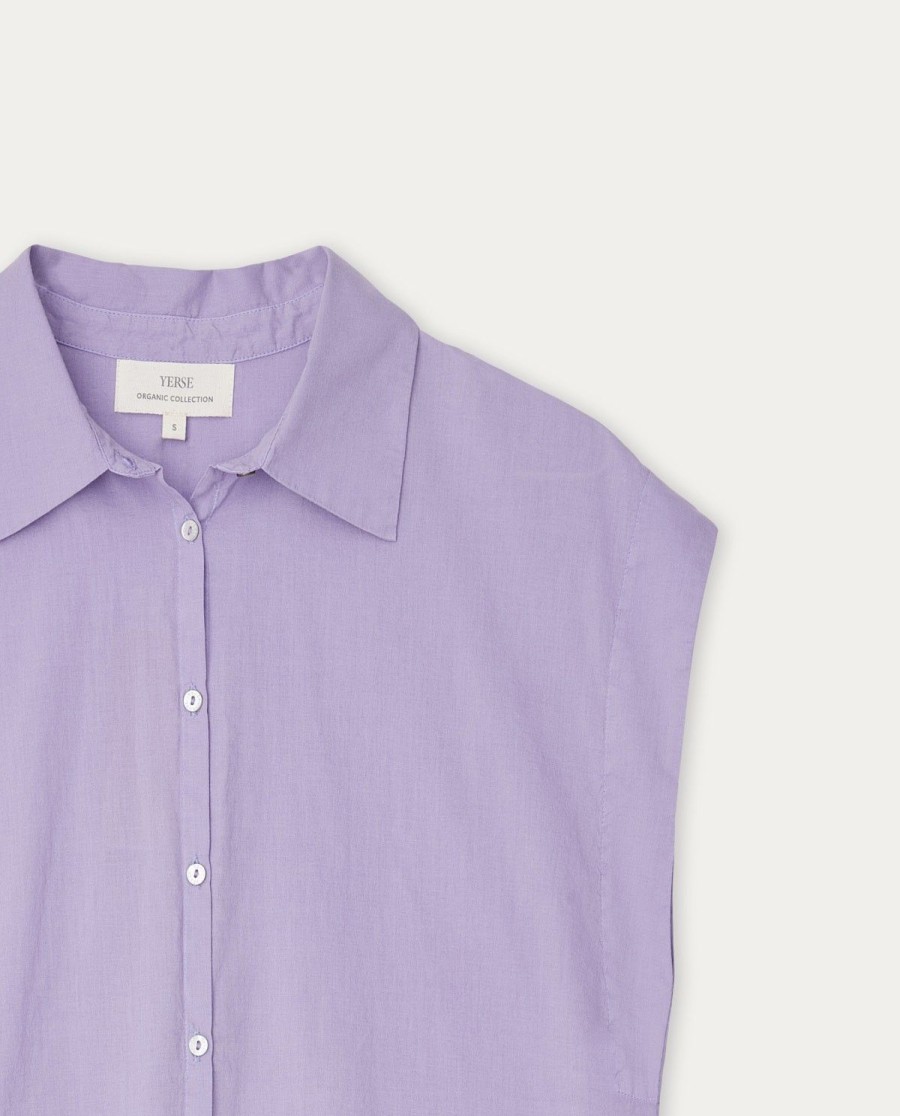 YERSE Sleeveless Cotton Shirt Purple Online