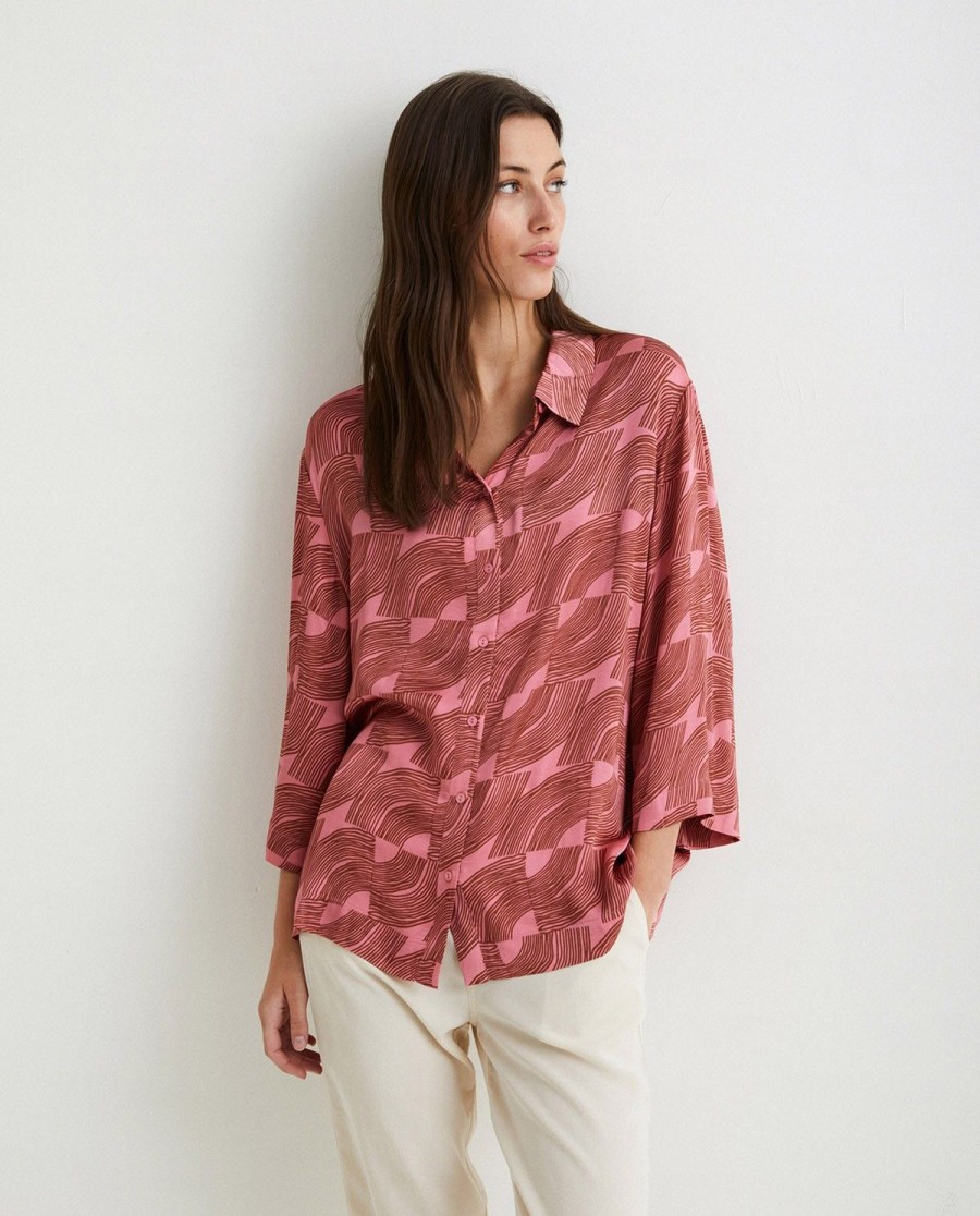 YERSE Oversize Sateen Shirt Pink New