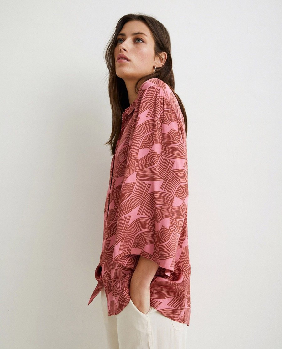 YERSE Oversize Sateen Shirt Pink New