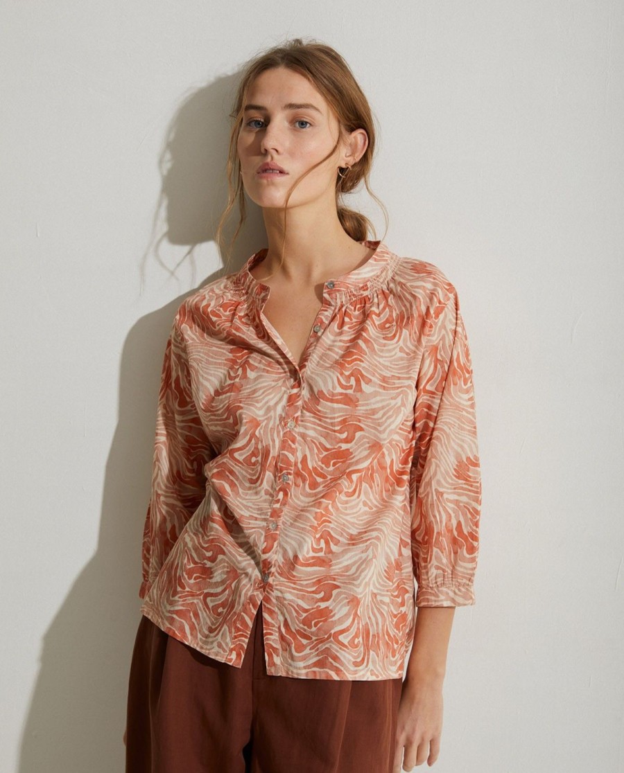 YERSE Print Organic-Cotton Shirt Orange Wholesale