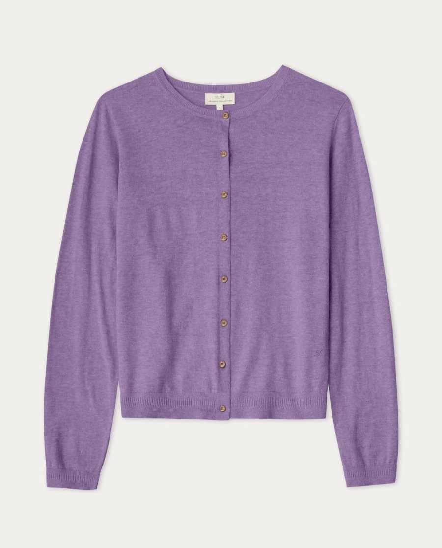 YERSE Organic-Cotton Cardigan Purple Clearance