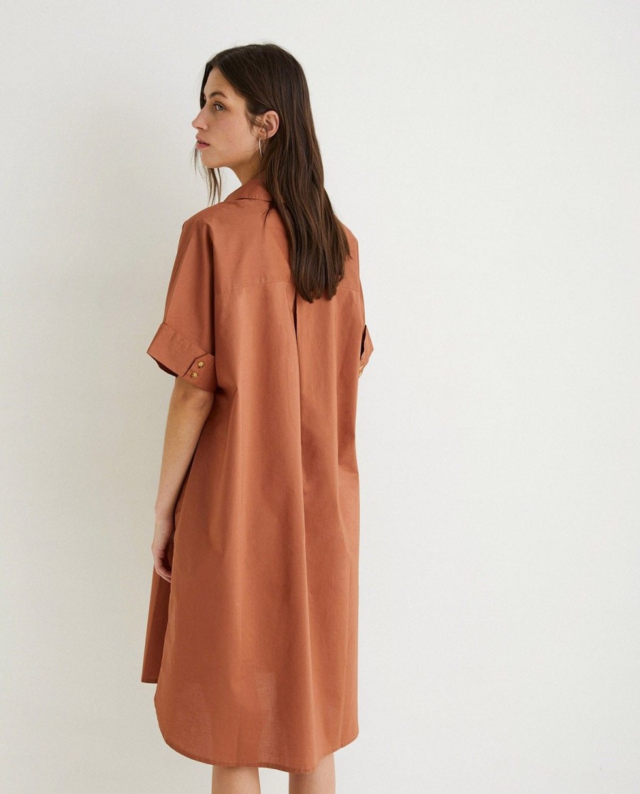 YERSE Cotton Shirt Dress Chocolate Online